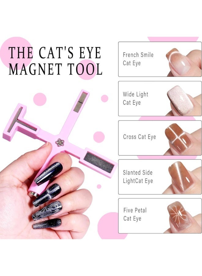 💅مغناطيس اظافر 5 في 1 لادوات طلاء ، عصا مغناطيسية بتصميم عين القطة ثلاثية الابعاد، ادوات تصميم الاظافر، اكسسوارات تزيين الاظافر بنفسك في المنزل وصالونات التجميل، زهري - Image 3